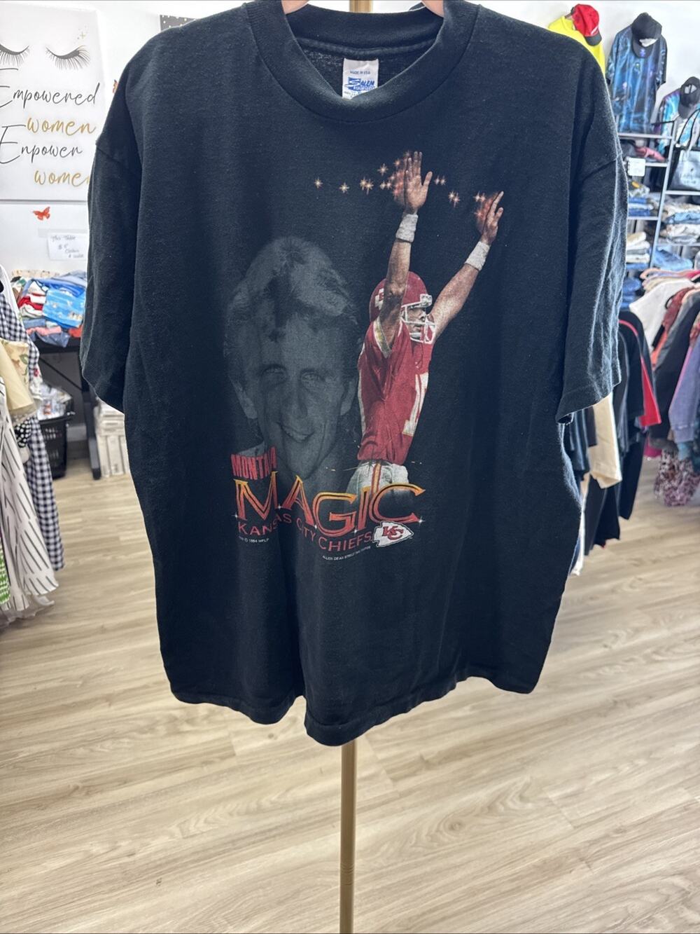Vintage Salem Kansas City Chiefs Joe Montana Comic Magic T-Shirt XL USA Made